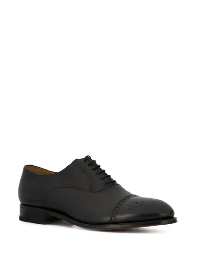 Shop Giorgio Armani Decorative Perforation Shoes In Black