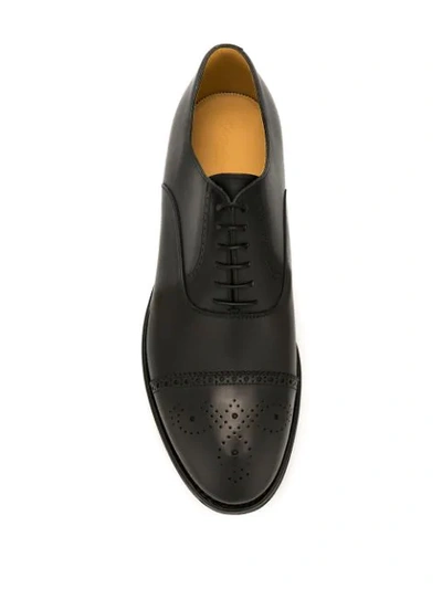 Shop Giorgio Armani Decorative Perforation Shoes In Black