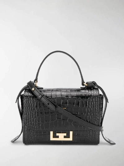 Shop Givenchy Embossed Crocodile Effect Cross Body Bag In Black