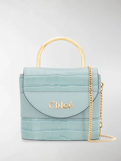Shop Chloé Aby Embossed Shoulder Bag In Blue