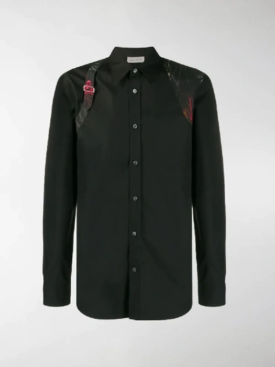 Shop Alexander Mcqueen Printed Brace Detail Shirt In Black