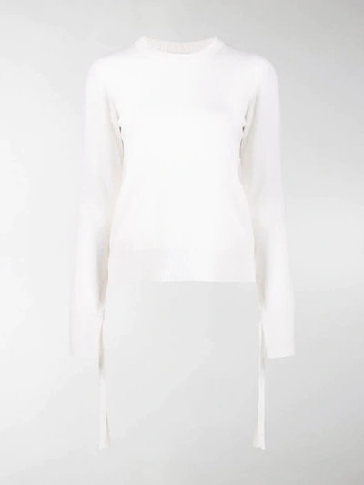 Shop Chloé Draped Strap Knitted Jumper In White