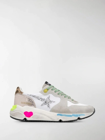 Shop Golden Goose Glitter Trainers In White