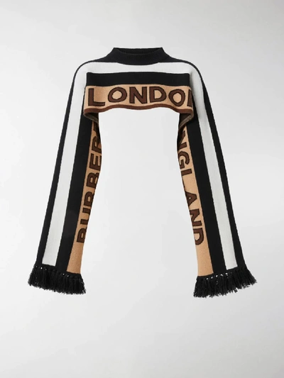 Shop Burberry Logo Cashmere Sleeved Capelet In Brown