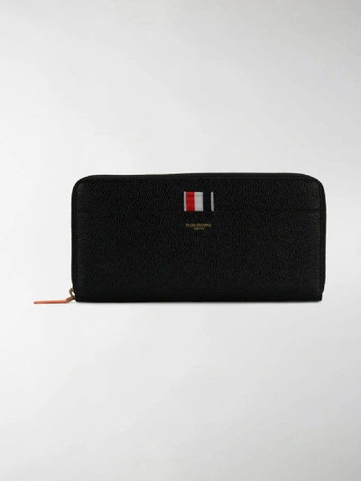 Shop Thom Browne Pebbled Leather Long Zip-around Purse In Black