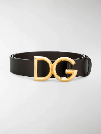 Shop Dolce & Gabbana Logo Buckle Belt In Brown