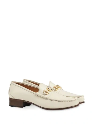 Shop Gucci Leather Loafer With Interlocking G Horsebit In White