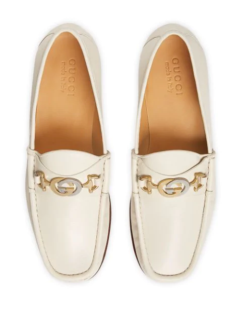 Gucci Leather Loafer With Interlocking G Horsebit In White | ModeSens