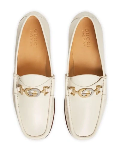 Shop Gucci Leather Loafer With Interlocking G Horsebit In White