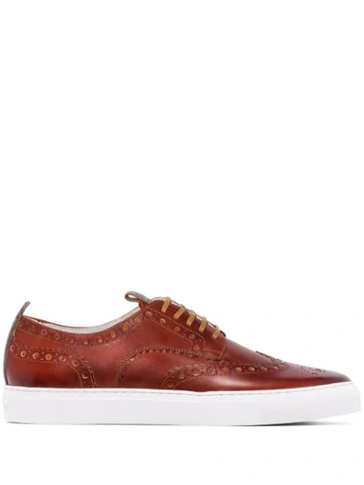 Shop Grenson Leather Sneakers In Brown