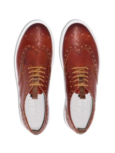 Shop Grenson Leather Sneakers In Brown