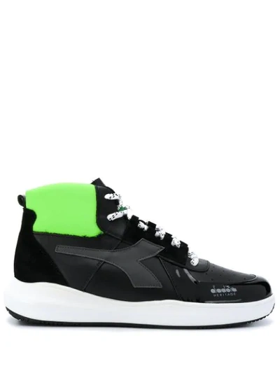 Shop Diadora Hi-top Sneakers In Black