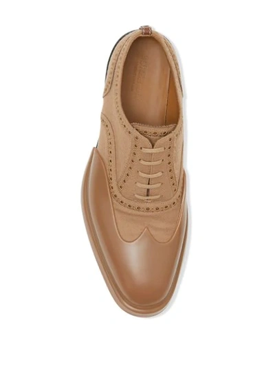 Shop Burberry Toe Cap Detail Wool Oxford Brogues In Brown