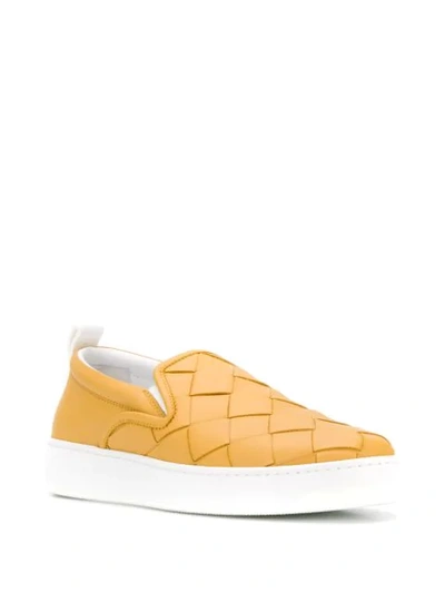Shop Bottega Veneta Maxi Weave Slip-on Sneakers In Yellow