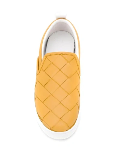 Shop Bottega Veneta Maxi Weave Slip-on Sneakers In Yellow