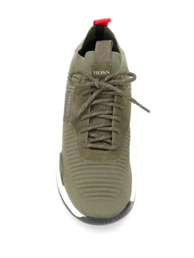 Shop Hugo Boss Logo Low-top Sneakers In Green