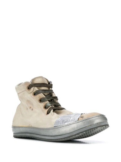 Shop A Diciannoveventitre Distressed High-top Sneakers In Neutrals