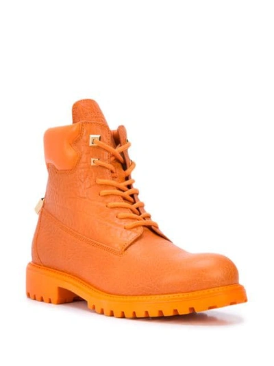 Shop Buscemi Site Padlock Detail Boots In Orange