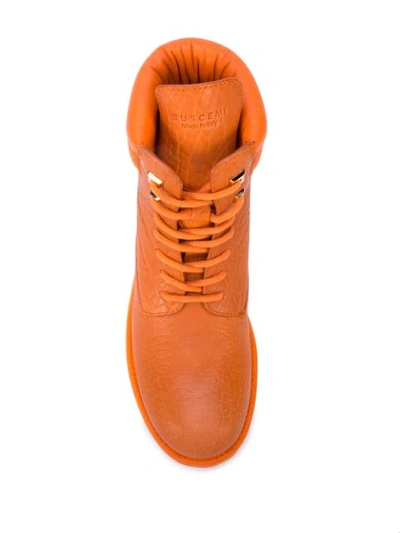 Shop Buscemi Site Padlock Detail Boots In Orange