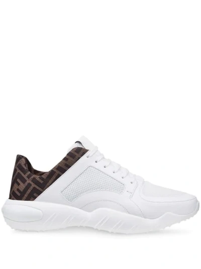 Shop Fendi Jacquard Ff Motif Running Sneakers In White