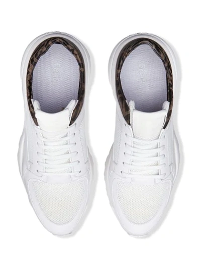 Shop Fendi Jacquard Ff Motif Running Sneakers In White
