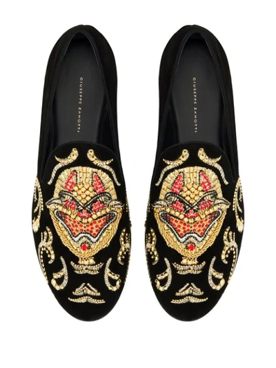 Shop Giuseppe Zanotti Quin Embellished Loafers In Black