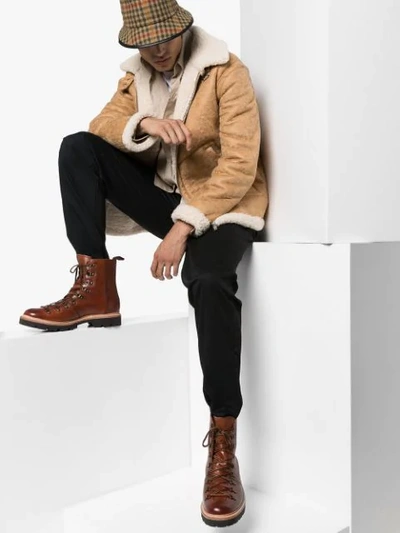 Shop Grenson Brady Hand-painted Leather Boots In Brown