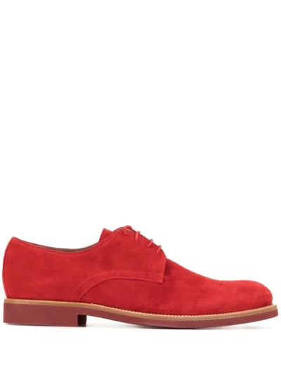 Shop Manolo Blahnik Tonal Derby Shoes In Red