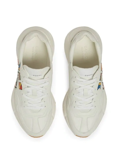 Shop Gucci Rhyton Graphic Print Low-top Sneakers In White