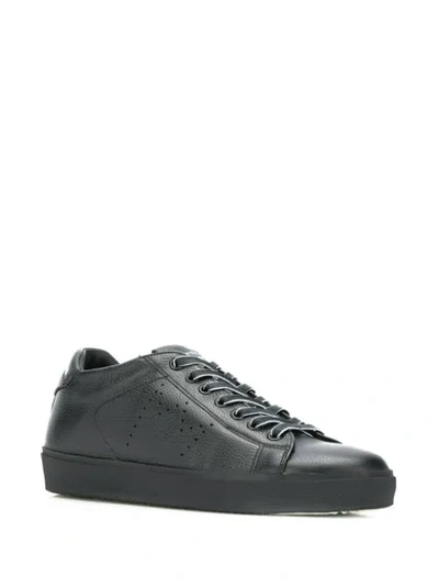 Shop Leather Crown Logo Sneakers In Black
