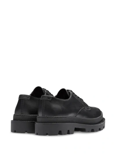 Shop Prada Leather Laced Shoes In Black