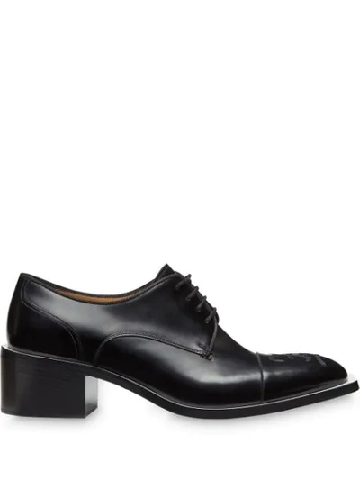 Shop Fendi Karligraphy Motif Embroidered Oxford Shoes In Black
