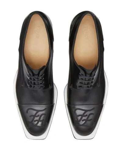 Shop Fendi Karligraphy Motif Embroidered Oxford Shoes In Black