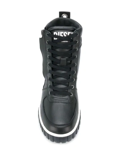 Shop Diesel Panelled Hi-top Sneakers In Black