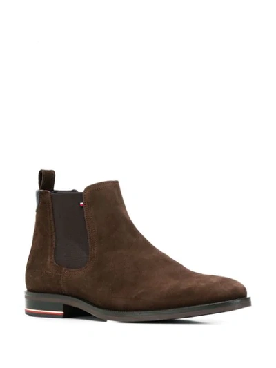 Shop Tommy Hilfiger Elasticated Side Panel Boots In Brown