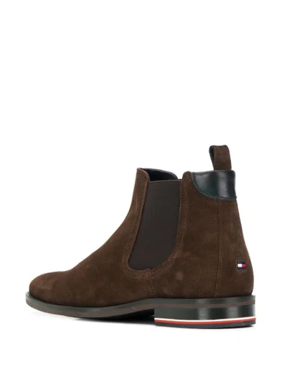 Shop Tommy Hilfiger Elasticated Side Panel Boots In Brown