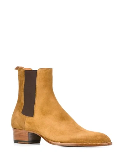 Shop Saint Laurent Wyatt Chelsea Boots In Brown