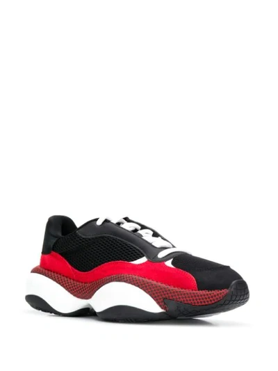 Shop Puma Colour Block Mesh Sneakers In Black ,red