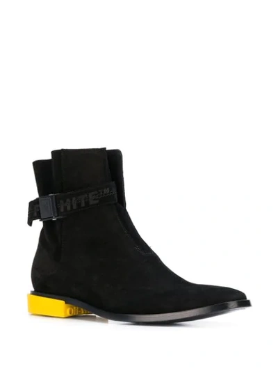 Shop Off-white Contrast Heel Ankle Boots In Black