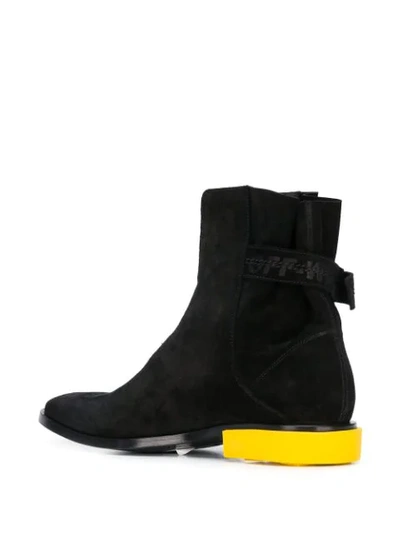 Shop Off-white Contrast Heel Ankle Boots In Black