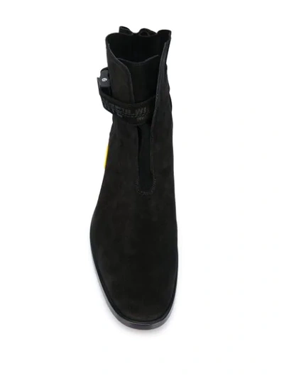 Shop Off-white Contrast Heel Ankle Boots In Black