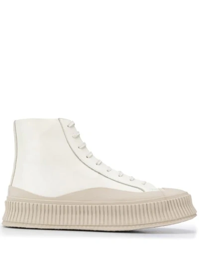 Shop Jil Sander Panelled Hi-top Sneakers In Neutrals