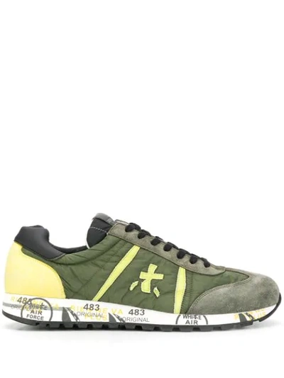 Shop White Premiata Lucy Low-top Sneakers In Green