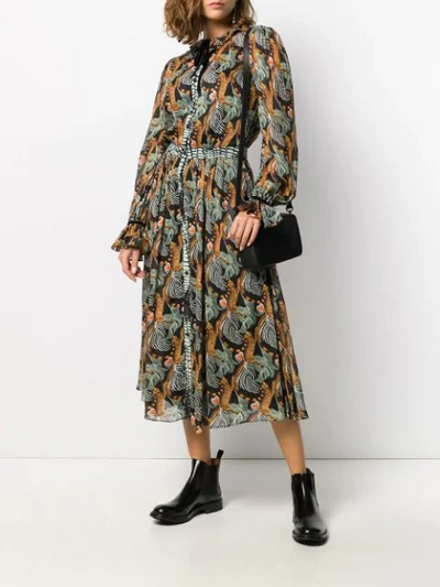 Shop Temperley London Maggie Feather-print Shirt Dress In Black