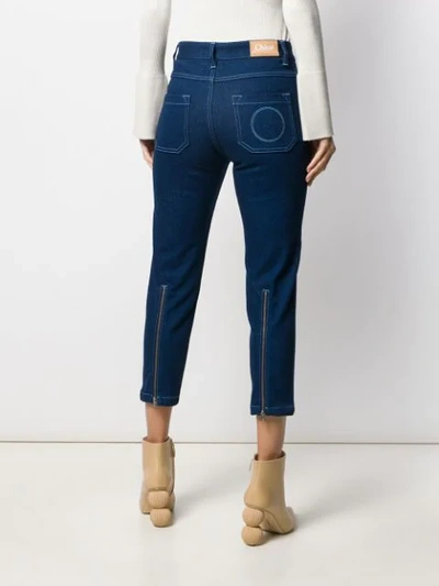 Shop Chloé Hight Rise Cropped Jeans In Blue