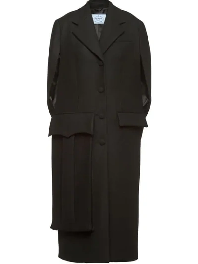 Shop Prada Single-breasted Cape In Black