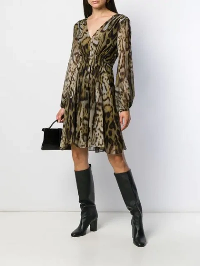 Shop Antonelli Leopard Print Fitted Midi Dress In Brown