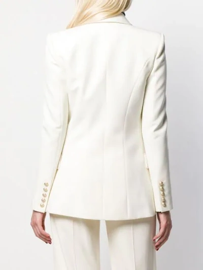 Shop Balmain Double Breasted Structured Blazer In White