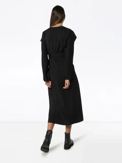 Shop Stella Mccartney Floral Panel Belted Dress In Black