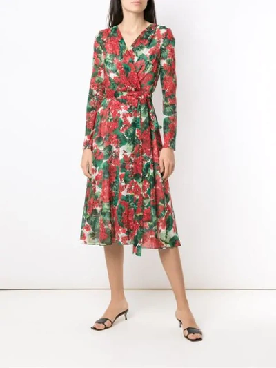 Shop Dolce & Gabbana Hydrangea Printed Dress In Red